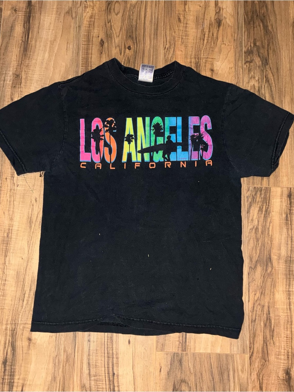 Los Angeles California Rainbow Graphic Tee - Black